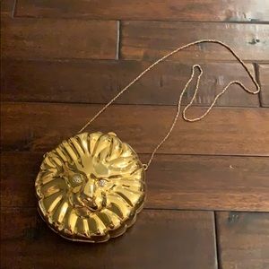 Vtg 80s Lion Head Evening Bag with Chain